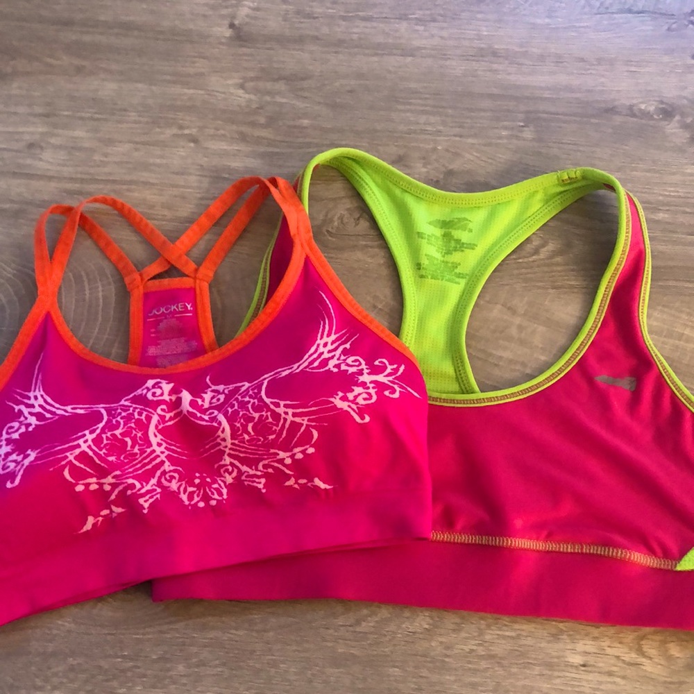 Bundle of 2 sports bras, medium, neon.